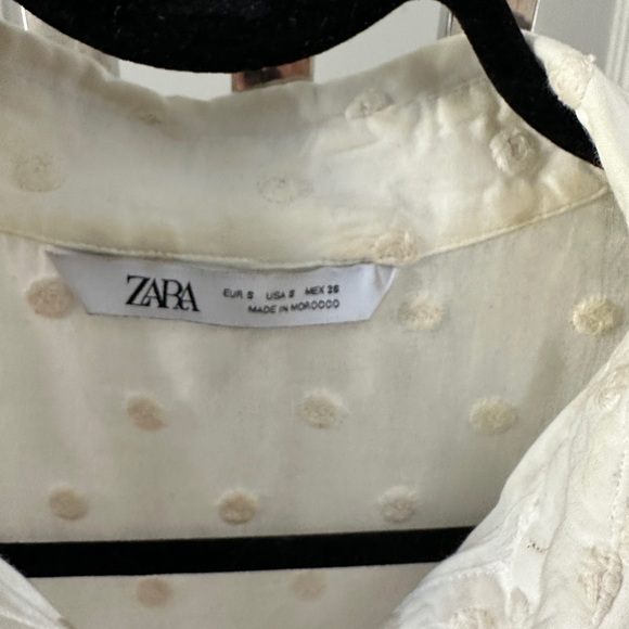 Zara cotton embroidered dots blouse top sz SM - Picture 4 of 5